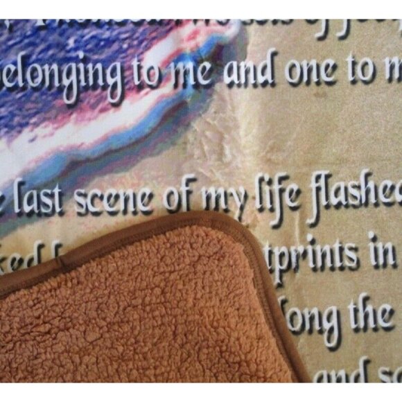 New Plush Footprints in the Sand Throw Gift Blanket Sherpa Spiritual Poem Jesus - Picture 3 of 5